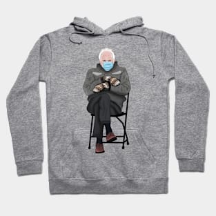 Bernie Sanders Sitting on a Chair Wearing Mittens Meme Hoodie